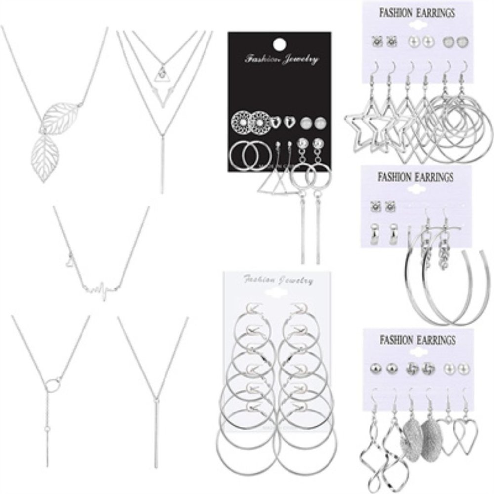 29 pairs of earrings (stud and hoop earrings and drop earrings)